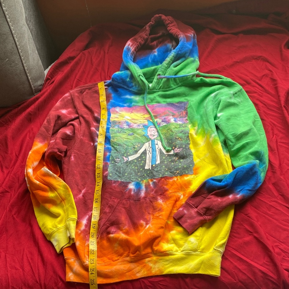 Multicolor Tie-Dye Exit Hoodie with Cartoon Graphic size medium